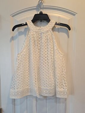 Moon River Cream Crochet Halter Tank